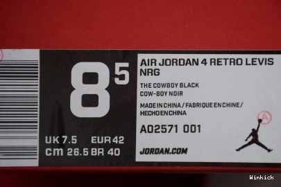 LEVI'S JORDAN 'BLACK' AIR AO2571-001 X 4 1117